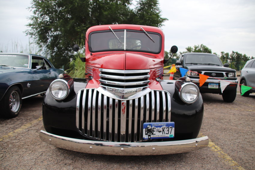 A pick-up truck showcased in the O'Toole's parking lot.